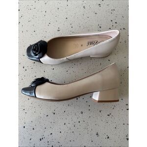 AZURA by Spring Step ANGELINITE Beige Multi  Rosette Block Heel Pumps Size 38